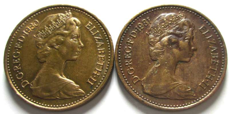 1 New Pence Great Britain 1980 + 1981