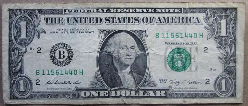 2009 United States of America 1 Dollars Serial Nr B11561440H