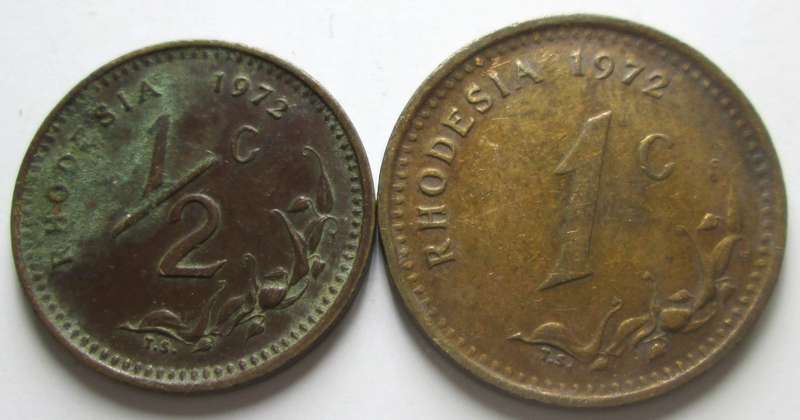 1972 Rhodesia Half Cent and One Cent