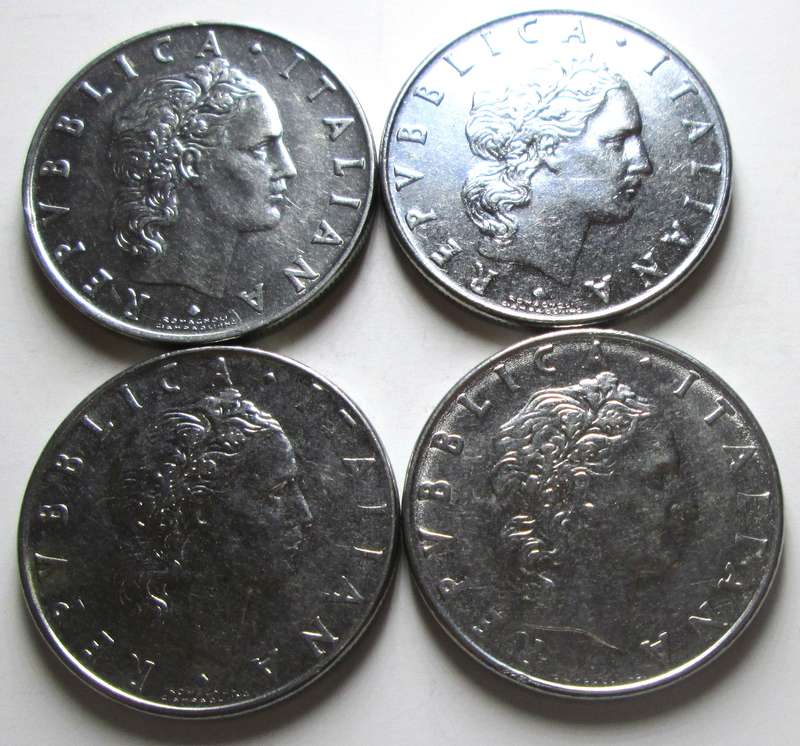 50 Lire Italy 1972 + 1977 + 1978 + 1979