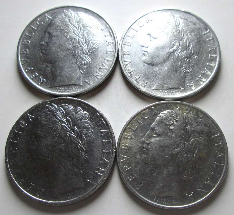 100 Lire Italy 1960 + 1961 + 1964 + 1966