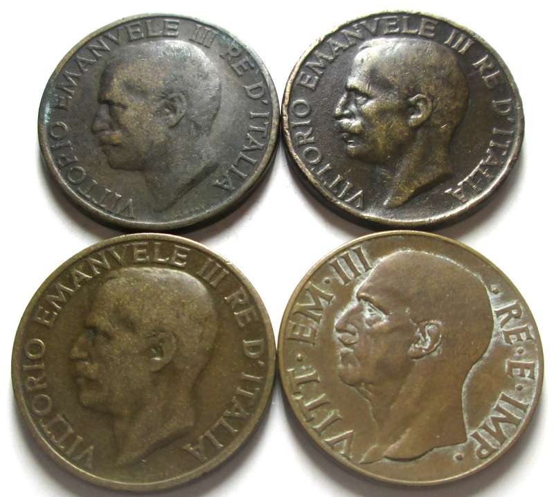 10 Centesimi Italy 1922 + 1928 + 1936 + 1938