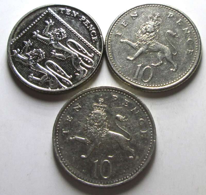 10 Pence Great Britain 1992 + 2004 + 2005