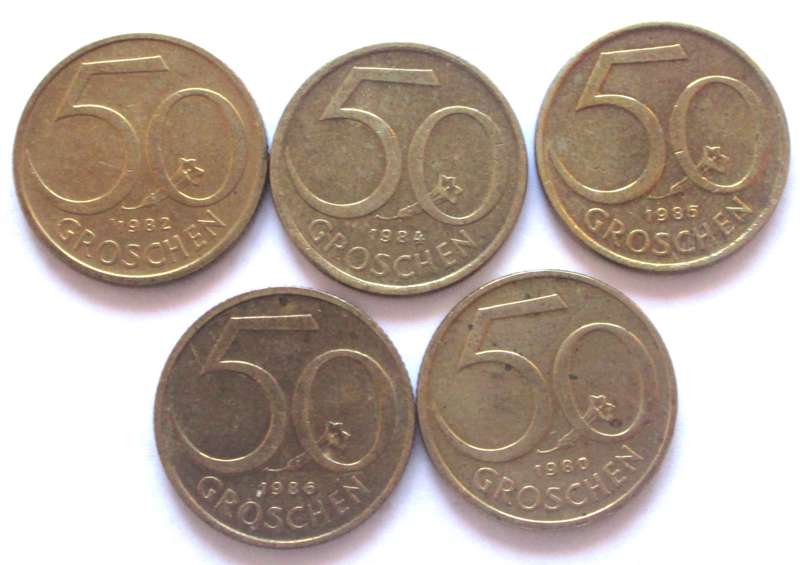 50 Groschen Austria 1980 + 1982 + 1984 - 1986