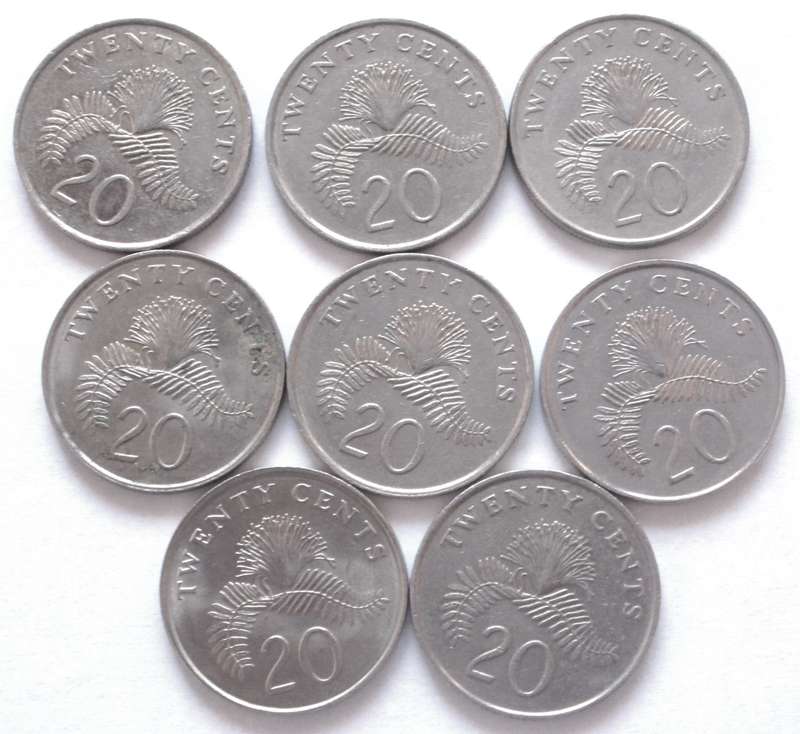 20 Cents Singapore 1985 - 1987 + 1989 - 1991 + 1997 + 2011
