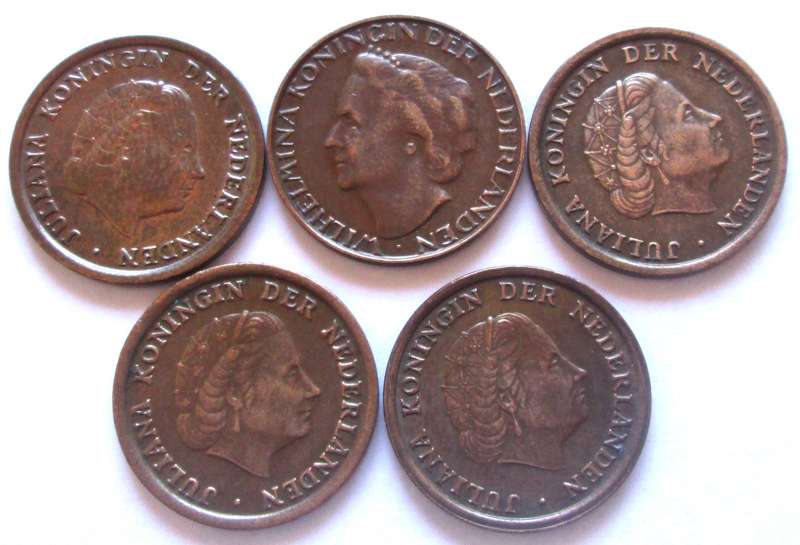 1 Cent Netherlands 1948 + 1950 + 1951 + 1953 + 1955