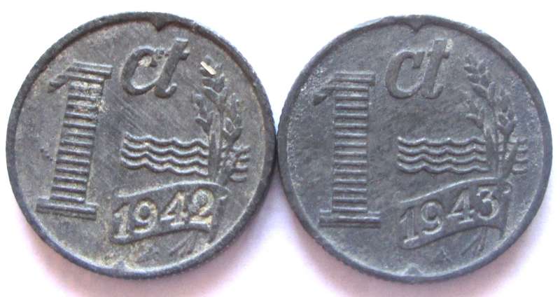 1 Cent Netherlands 1942 + 1943
