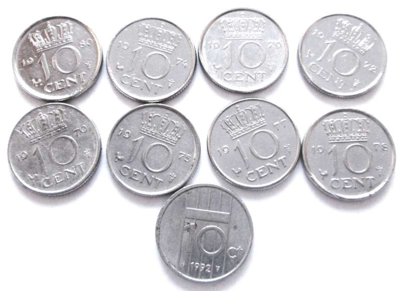 10 Cents Netherlands 1970 + 1972 + 1974 + 1975 + 1977 - 1980 + 1992
