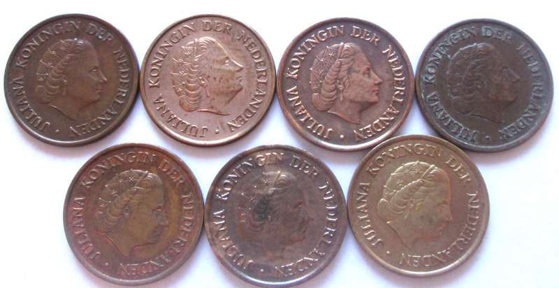 5 Cents Netherlands 1950 + 1952 + 1957 + 1960 + 1961 + 1963 + 1967