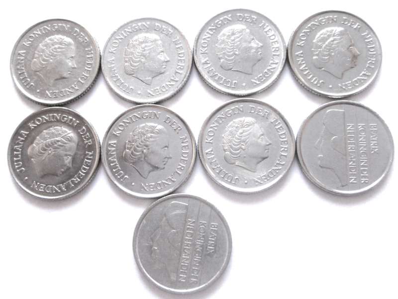 25 Cents Netherlands 1970 - 1972 + 1974 - 1976 + 1980 + 1987 + 1993