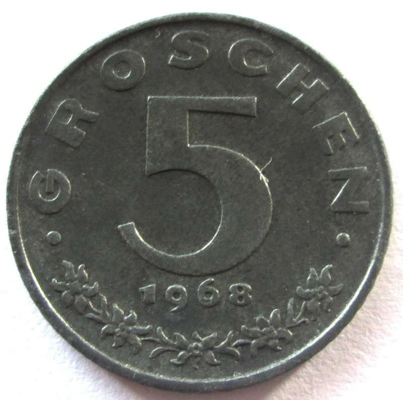 1968 Austria 5 Groschen