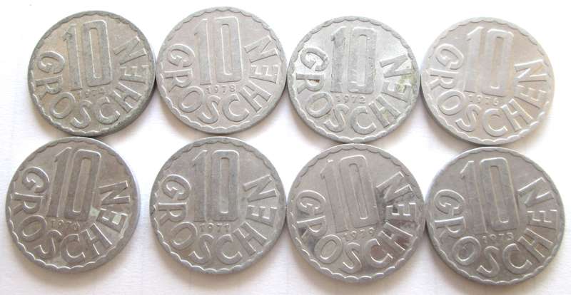 10 Groschen Austria 1970 - 1974 + 1976 + 1978 + 1979
