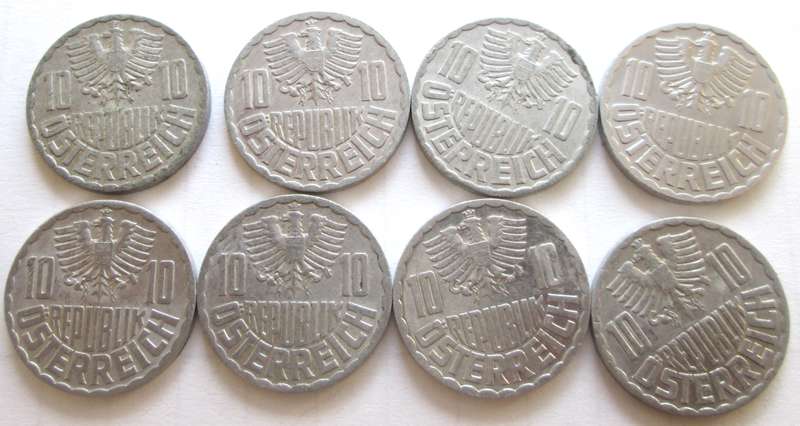 10 Groschen Austria 1970 - 1974 + 1976 + 1978 + 1979