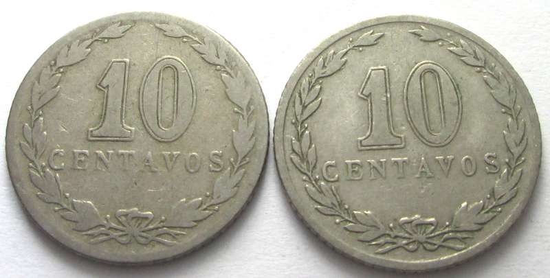 10 Centavos Argentina 1921 + 1925