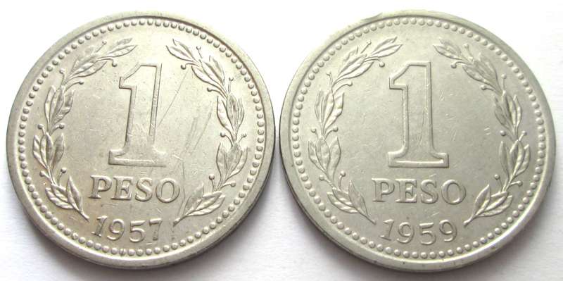 1 Peso Argentina 1957 + 1959