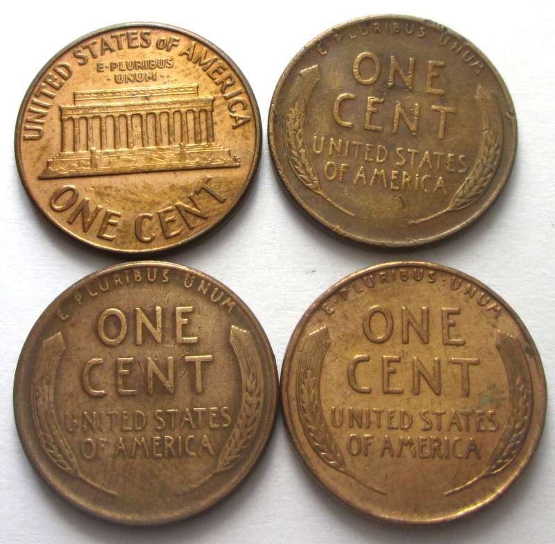 1 Cent United States of America  1950 + 1953 + 1956 + 1959