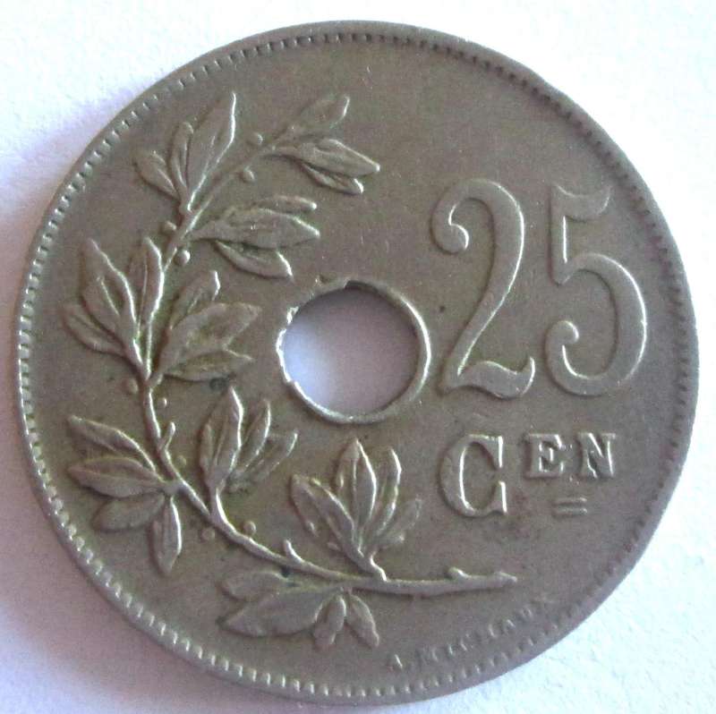 1921 Belgium 25 Centimes