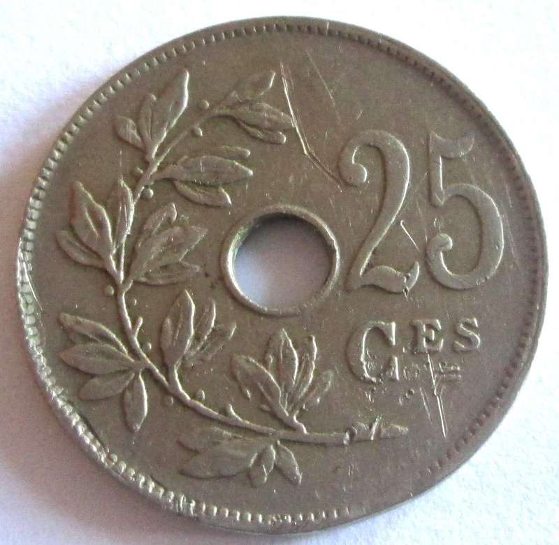 1923 Belgium 25 Centimes