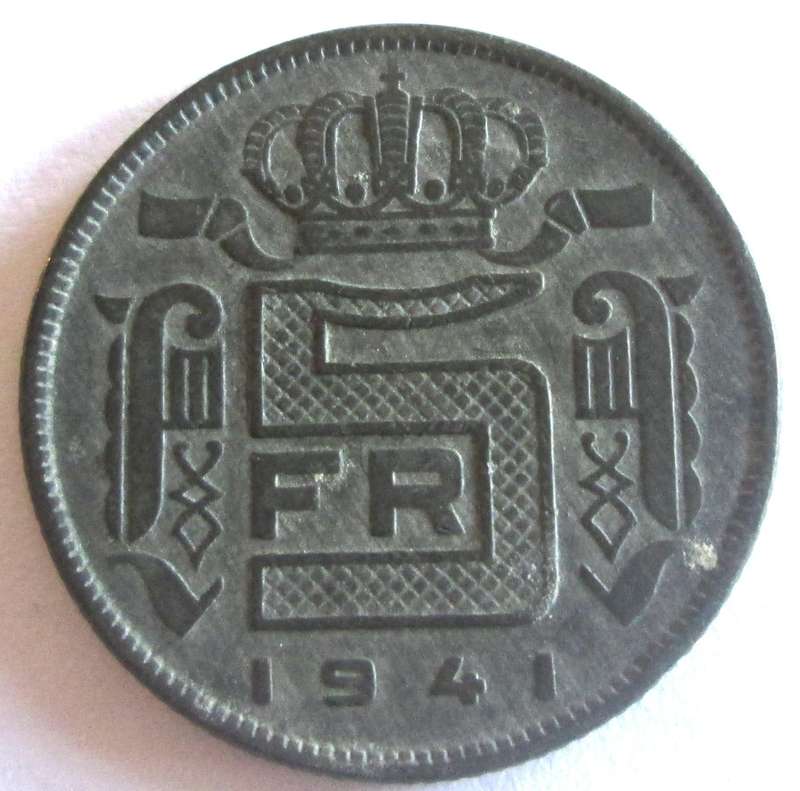 1941 Belgium 5 Francs