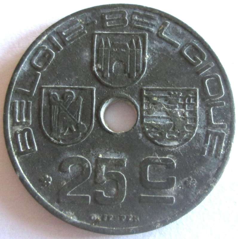 1944 Belgium 25 Centimes