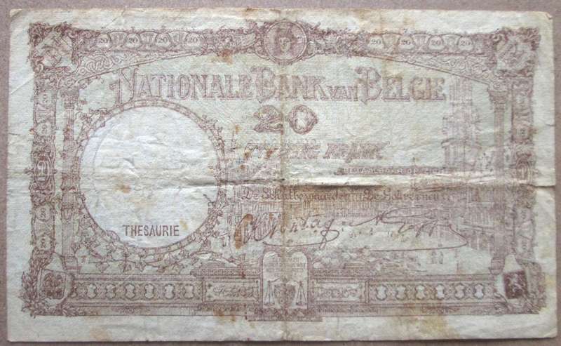 1926 - 1940 Belgium 20 Vingt Nr 9768J0082