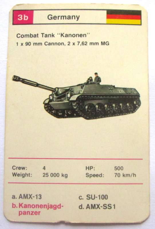 1970 Germany Combat Tank Kanonen Military Tanks Trading Card