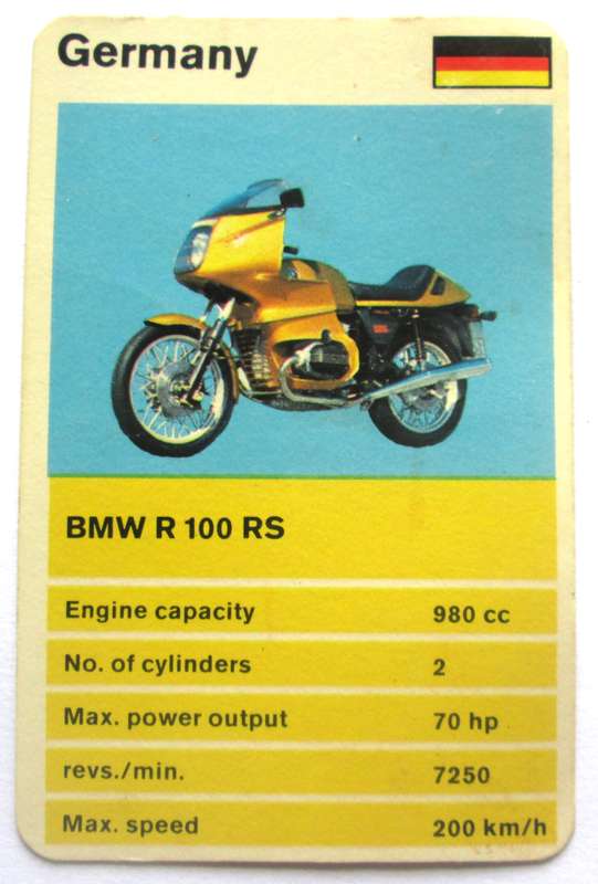 1970 Germany BMW R100 RS Motorcycle Trading Card