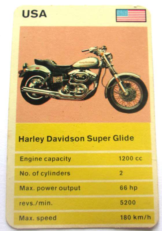 1970 USA Harley Davidson Super Glide Motorcycle Trading Card