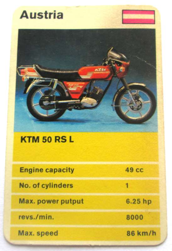 1970 Austria KTM 50 RS L Motorcycle Trading Card