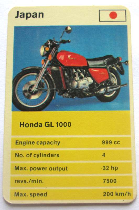 1970 Japan Honda G L 1000 Motorcycle Trading Card