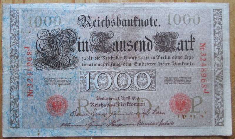 1910 Germany 1000 Mark Nr 3248968J