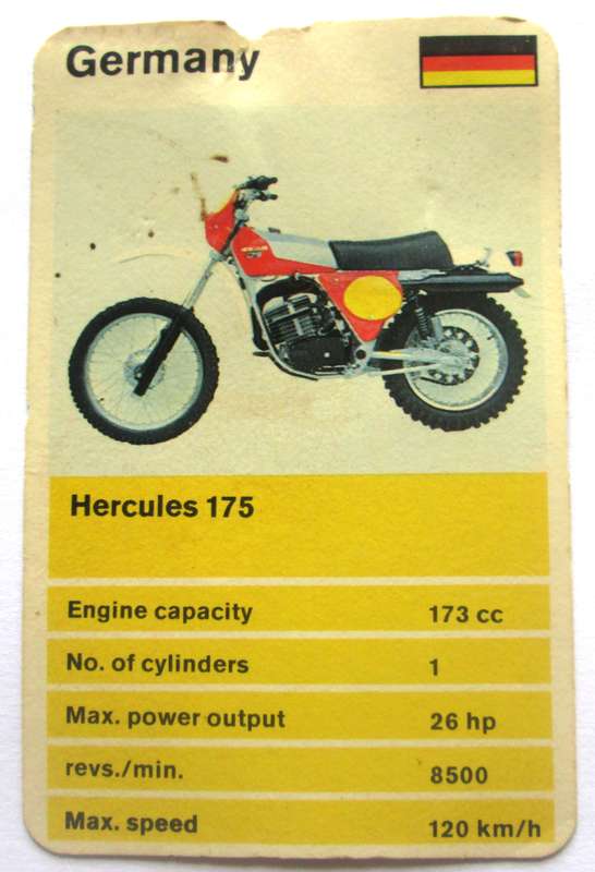 1970 Germany Hercules 175 Motorcycle Trading Card