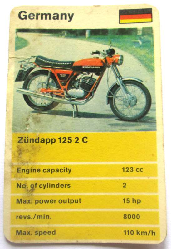 1970 Germany Zundapp 125 2 C Motorcycle Trading Card