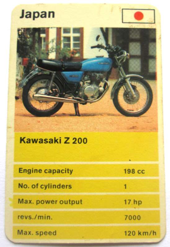 1970 Japan Kawasaki Z 200 Motorcycle Trading Card