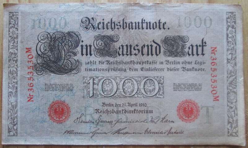 1910 Germany 1000 Mark Nr 3653530M