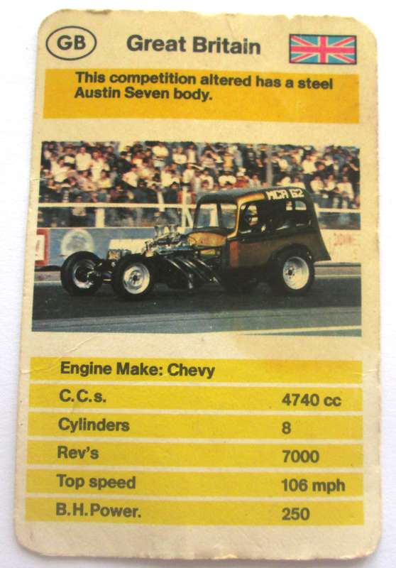 1970 Great Britain Chevy Super Dragster Trading Card