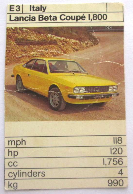 1970 Italy Lancia Beta Coupe I 800 Vintage Cars Trading Cards