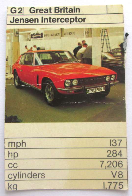 1970 Great Britain Jensen Interceptor Vintage Cars Trading Cards