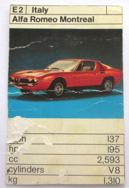 1970 Montreal Alfa Romeo Vintage Cars Trading Cards