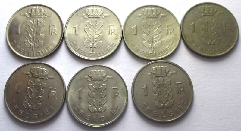 1 Franc Belgium 1961 - 1963 + 1965 - 1967 + 1969