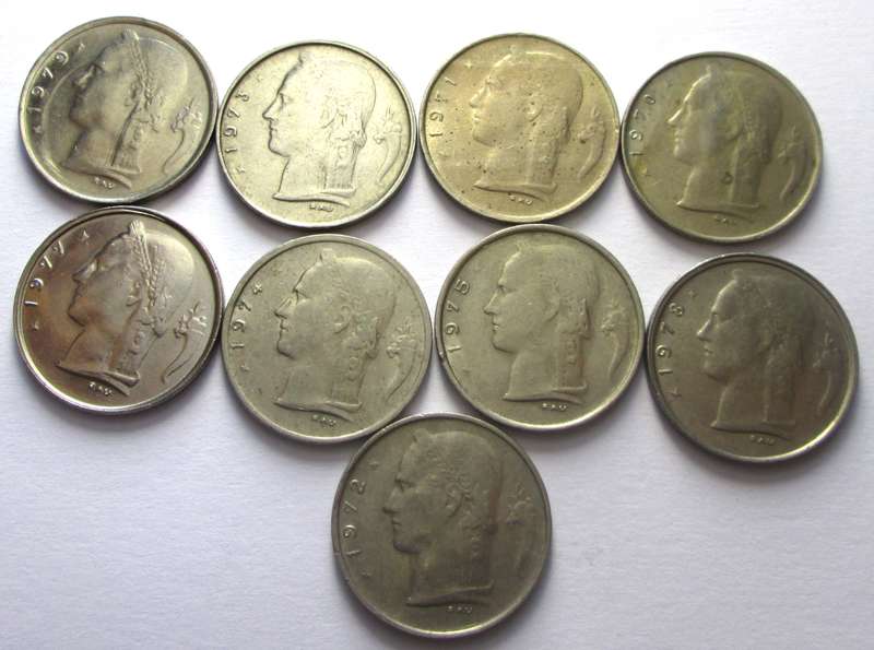 1 Franc Belgium 1970 - 1975 + 1977 - 1979