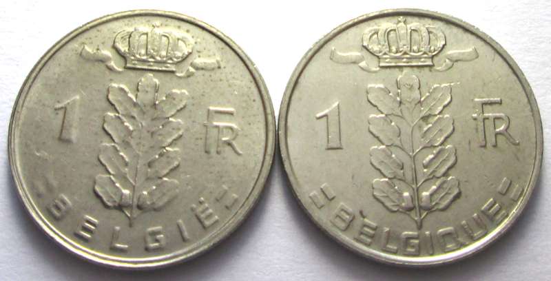 1 Franc Belgium 1980 + 1988