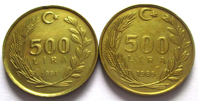 500 Lira Turkey 1989 + 1991
