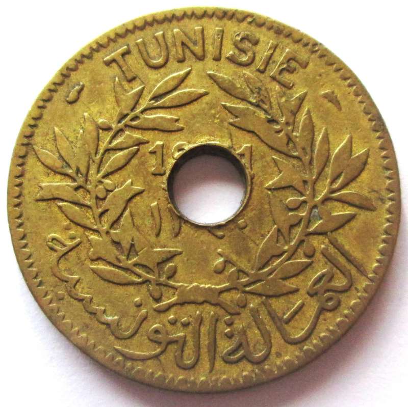 1921 - 1945 Tunisia 2 Francs