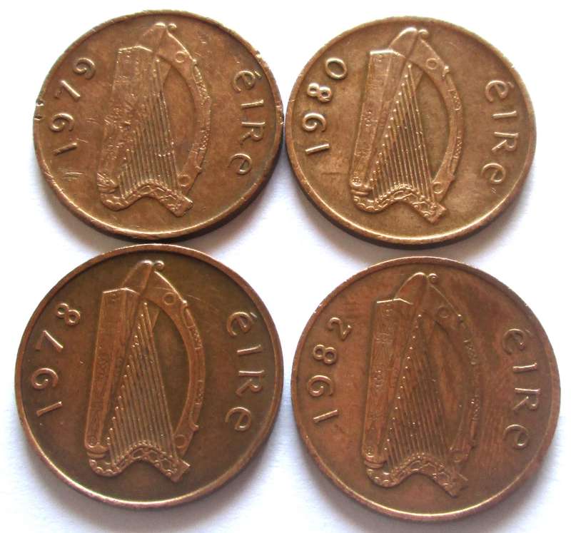1 Penny Ireland 1978 + 1979 + 1980 + 1982