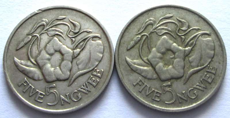 5 Ngwee Zambia 1968 + 1978