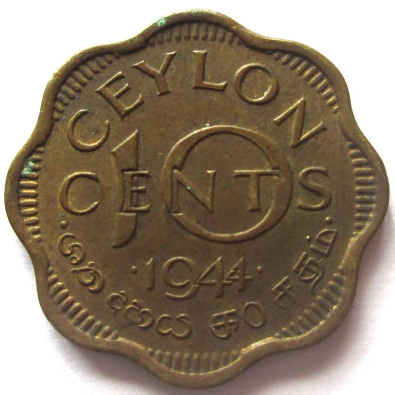 1944 Ceylon 10 Cents