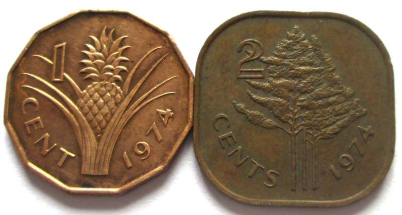 1974 Swaziland 1 Cent + 2 Cents
