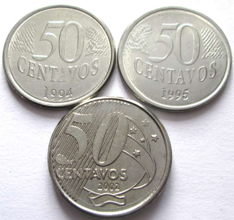 50 Cruzeiros Brasil 1994 + 1995 + 2002