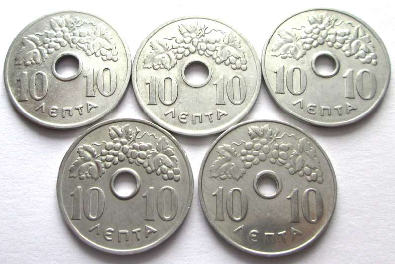10 Drachma Greece 1954 + 1959 + 1964 + 1969 + 1971